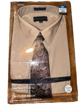 Giorgio Brutini THE PERFECT MATCH Dress Shirt Woven Tie Pocket Men's Size Large